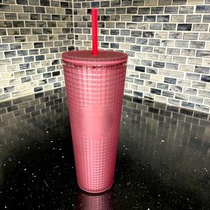 Starbucks, Fall 2023 Burgundy Grid soft touch Venti Cup Unreleased Brand New
